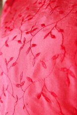 画像12: 数量限定 / シルク混生地使用 / リーフ柄刺繍の袖付きフレアーロングドレス(ぽわん袖シリーズ) (12)