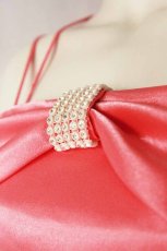 画像15: 1着限定 / キラキラパーツ付き / リボンテープ刺繍＆スパンコール入りピンクチュールネットのフレアーロングドレス (15)